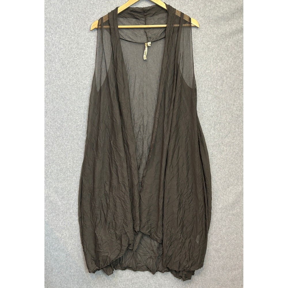 Comfy USA Sheer Mesh Duster Vest Topper Draped Open Front Musk Brown Medium NWT
